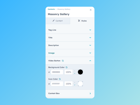 Masonry Styles Edit Feature